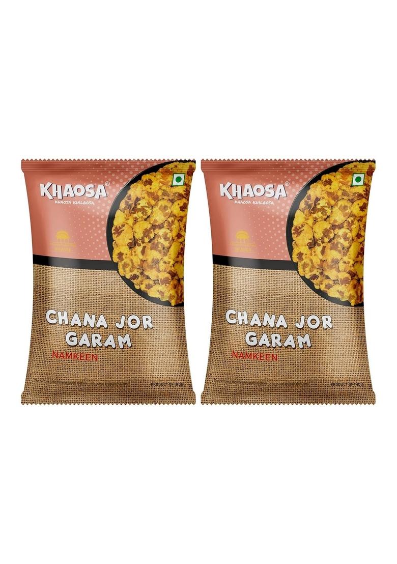 KHAOSA Chana Jor Garam | 400g Authentic Indian Namkeen Spicy and Crunchy Snack Nutritious & Flavorful Gluten-Free, Vegan 200g Each Pack of 2