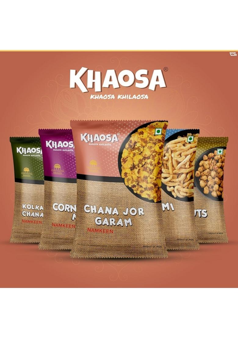 KHAOSA Chana Jor Garam | 400g Authentic Indian Namkeen Spicy and Crunchy Snack Nutritious & Flavorful Gluten-Free, Vegan 200g Each Pack of 2
