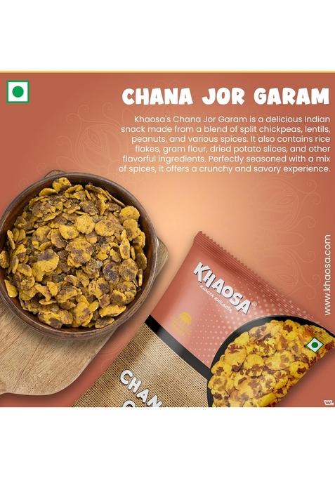 KHAOSA Chana Jor Garam | 400g Authentic Indian Namkeen Spicy and Crunchy Snack Nutritious & Flavorful Gluten-Free, Vegan 200g Each Pack of 2