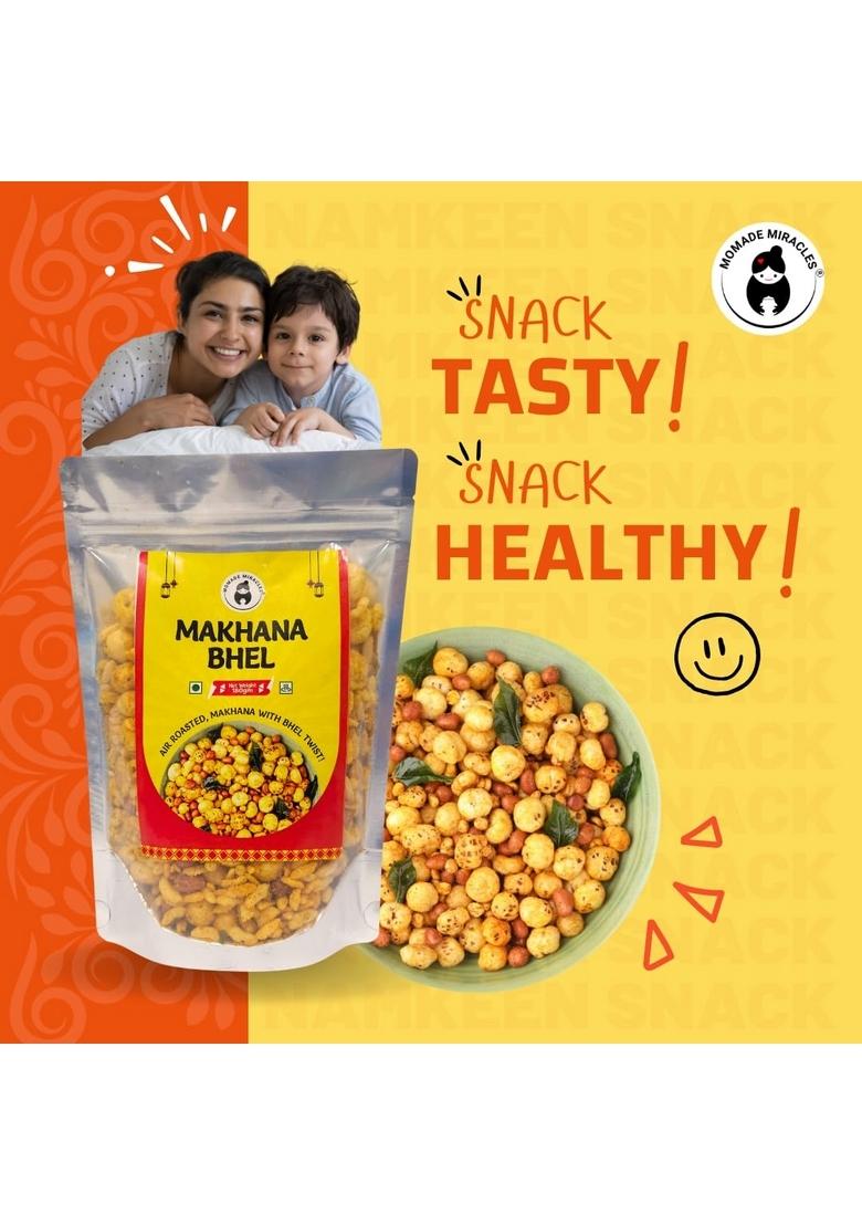 Momade Miracles Makhana Bhel 180g (PACK OF 2) | (Foxnut) Diet Mixture Namkeen Gluten free & Savouries High Protein Party Snack Delightfully Ready to Eat Snacks