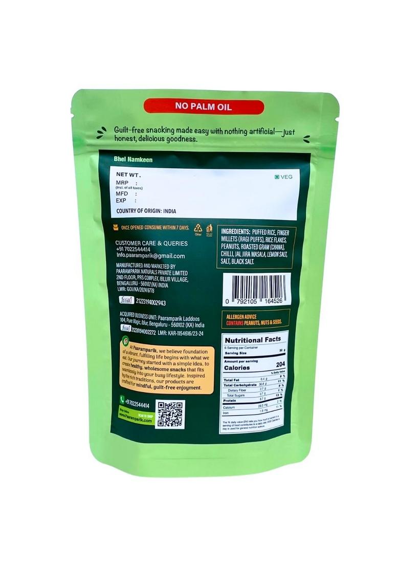 Paaramparik Laddoos Millets Bhel Namkeen 100 gm| Roasted Healthy Snack with Rice Murmura, Jowar, Ragi, Peanut, Chana| Indian Snack, No Palm Oil