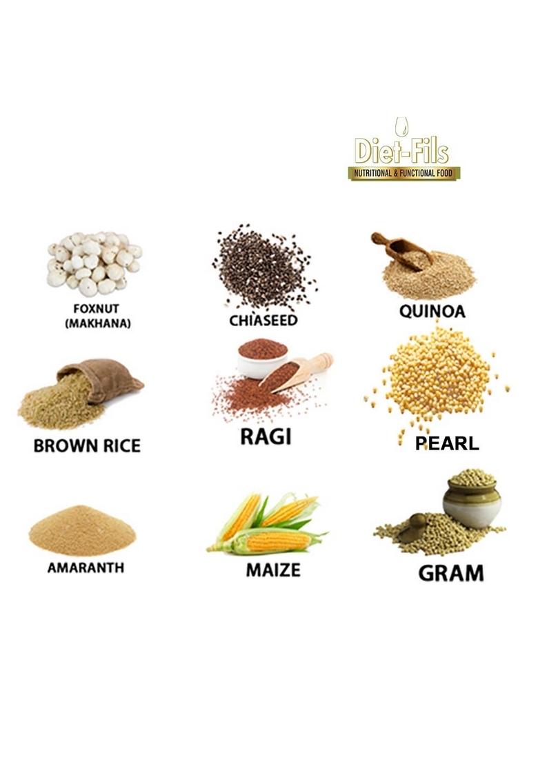 Diet-Fils Roasted Multigrain Snacks No Onion Garlic Based Mix Combo (130 gmx3 Pack)