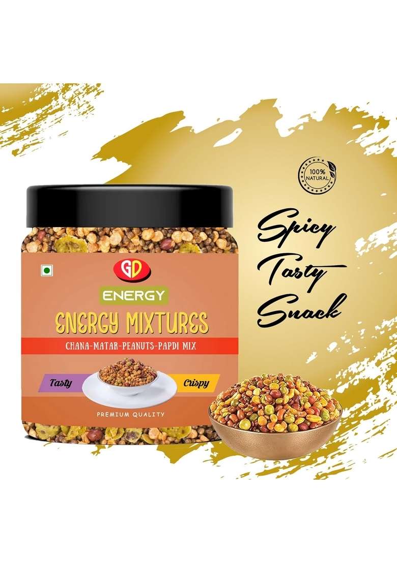 GD Energy Crispy Namkeen Mixture | Roasted Chana, Matar, Peanuts, Papdi Mix Healthy Snacks Ready to Eat (400 g) - Indya