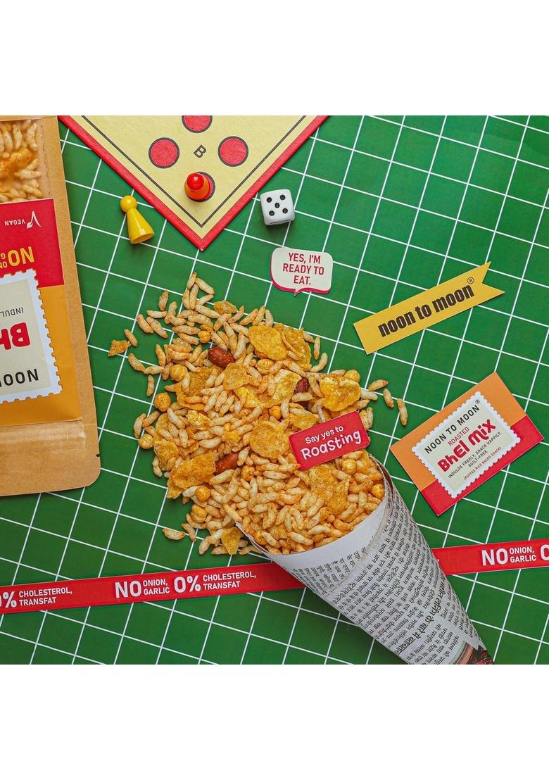 noon to moon Healthy Roasted Bhel Mix Namkeen | Anytime Snack for Diet Murmura Bhel/Puffed Rice Munchies/Snacks Puri mix, Pack Of 2 (150g x 2)