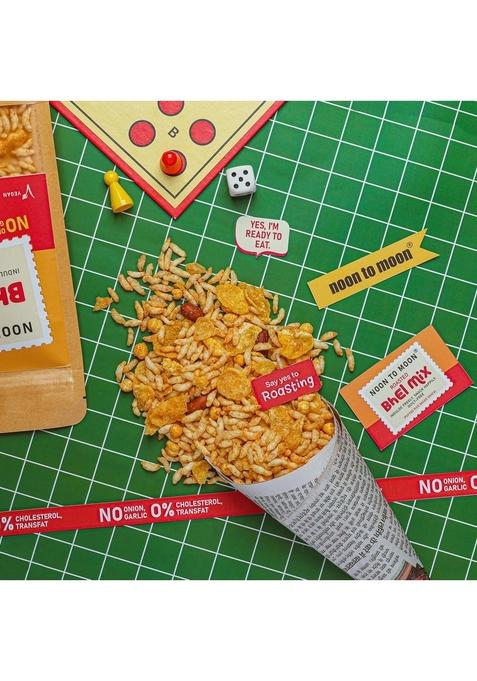 noon to moon Healthy Roasted Bhel Mix Namkeen | Anytime Snack for Diet Murmura Bhel/Puffed Rice Munchies/Snacks Puri mix, Pack Of 2 (150g x 2)