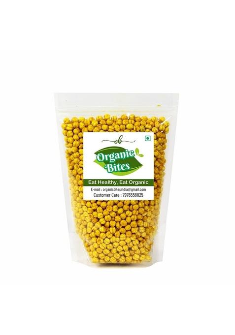 Organic Bites Roasted Masala Chana Whole With Turmeric | Bhuna Without Skin Desi Chickpeas Snacks I Bengal Gram - 400 gm
