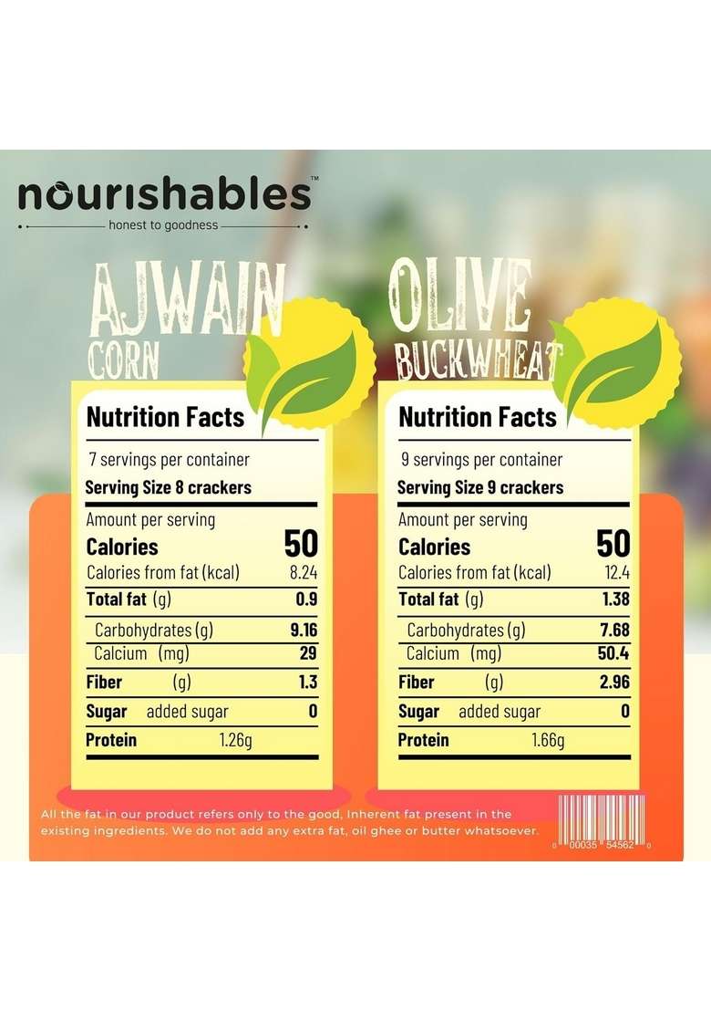 Molecules Nourishables by Pooja Makhija: Premium Chips & Crackers, Ajwain Corn Olive Buckwheat, Gluten-Free, Vegan, High in Fiber, Artisanal Healthy Snack, Pack of 2 - Indya