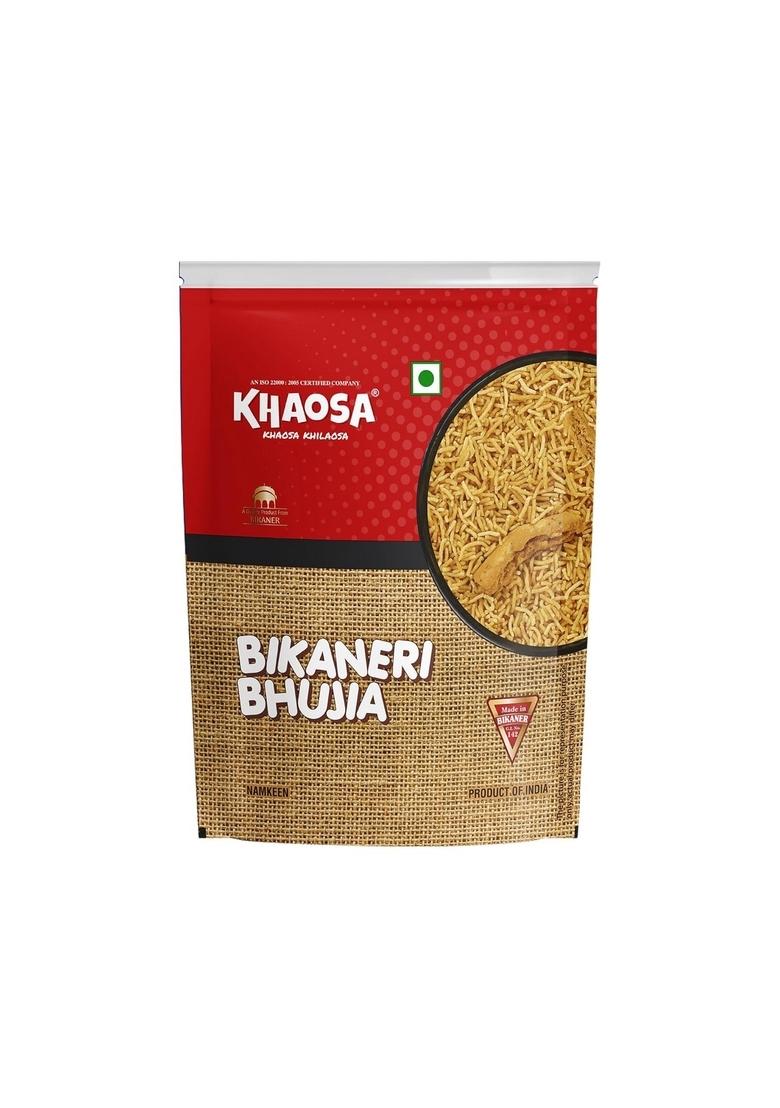 KHAOSA Bikaneri Bhujia | 1Kg Authentic Rajasthani Namkeen Spicy Moth Flour Snack Crunchy and Flavorful Gluten-Free, Vegan