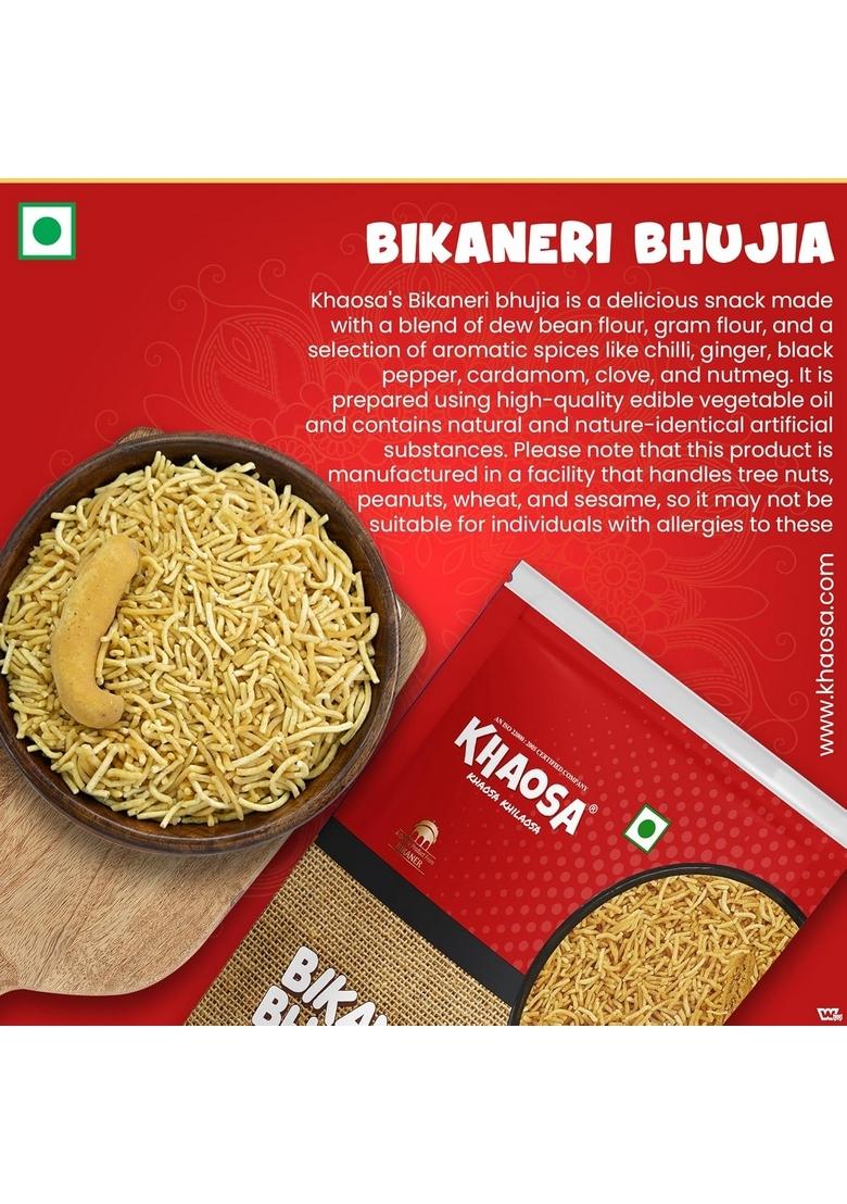 KHAOSA Bikaneri Bhujia | 1Kg Authentic Rajasthani Namkeen Spicy Moth Flour Snack Crunchy and Flavorful Gluten-Free, Vegan