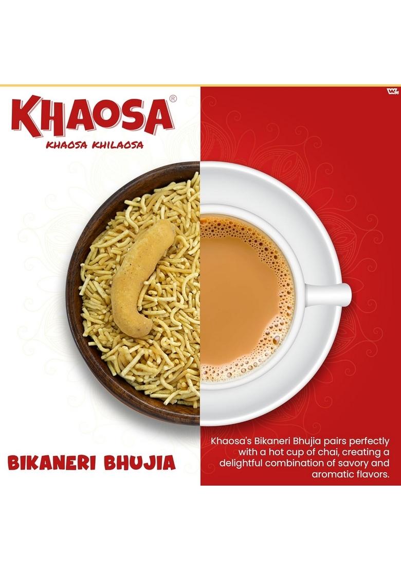 KHAOSA Bikaneri Bhujia | 1Kg Authentic Rajasthani Namkeen Spicy Moth Flour Snack Crunchy and Flavorful Gluten-Free, Vegan