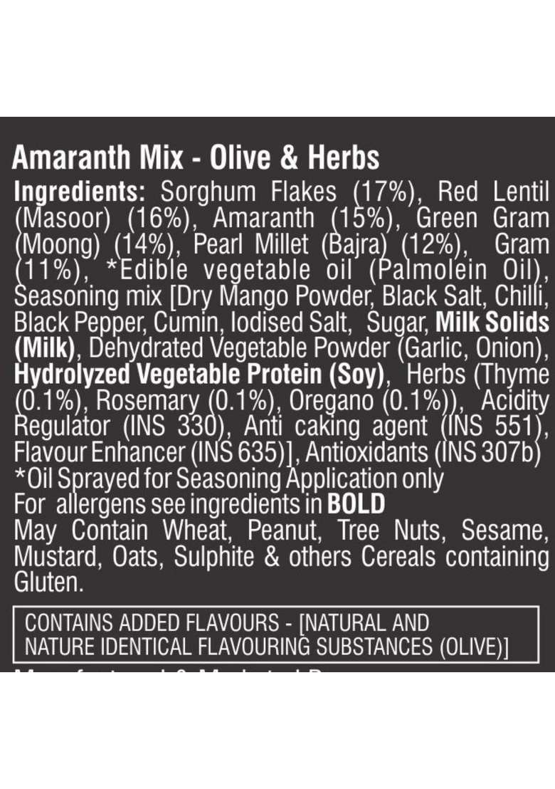 Roasty Tasty Amaranth Mix Olive & Herbs Mixture | Healthy Chiwda Indian Namkeen Snacks Combo Diet Roasted Snack, Not fried Pack of 2 (80g each) - Indya