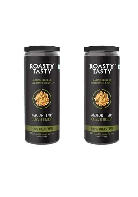 Roasty Tasty Amaranth Mix Olive & Herbs Mixture | Healthy Chiwda Indian Namkeen Snacks Combo Diet Roasted Snack, Not fried Pack of 2 (80g each)