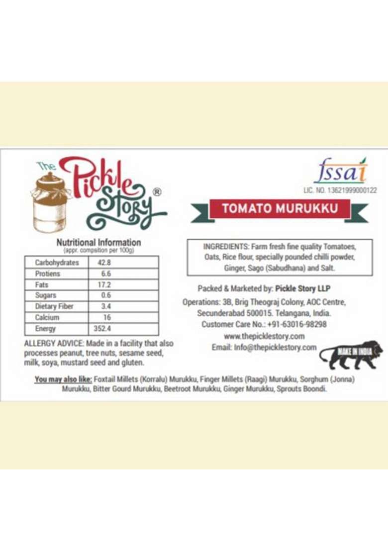The Pickle Story - Tomato Murukku 350 Grams- Healthy Snacks Series - Indya