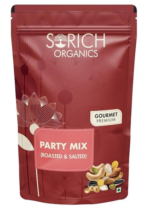 Sorich Organics Roasted & Salted Party Mix Snacks 200gm | Nut Snack Healthy Dry Fruits High Protein Rich Omega-3, Fiber
