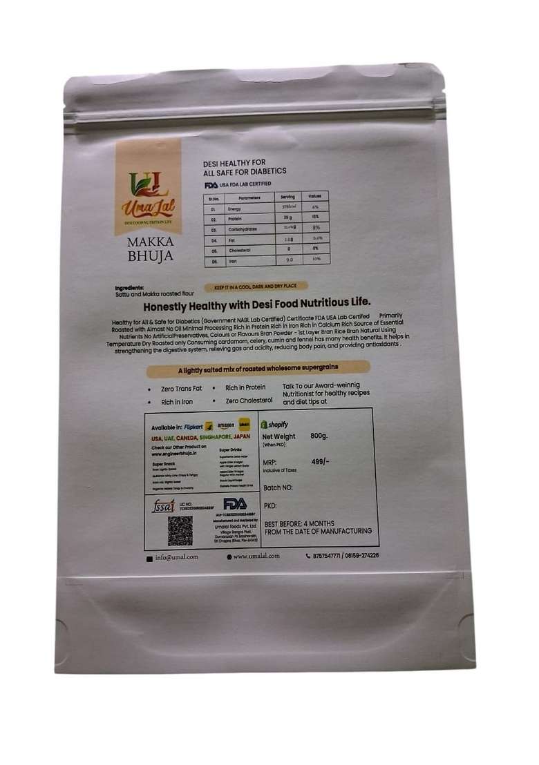 ENGINEER BHUJA Dry Roasted Whole Makaai 800gm | High Protein & Fiber Snack Desi Corn Homemade Healthy - Indya