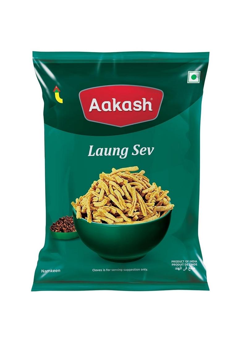 Aakash Namkeen Laung Sev | Mouth Watering Clove Spice Taste Mildly Spicy Snacks |450GM Pack of 3 150Gm Each Indore's Finest