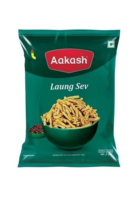 Aakash Namkeen Laung Sev | Mouth Watering Clove Spice Taste Mildly Spicy Snacks |450GM Pack of 3 150Gm Each Indore's Finest