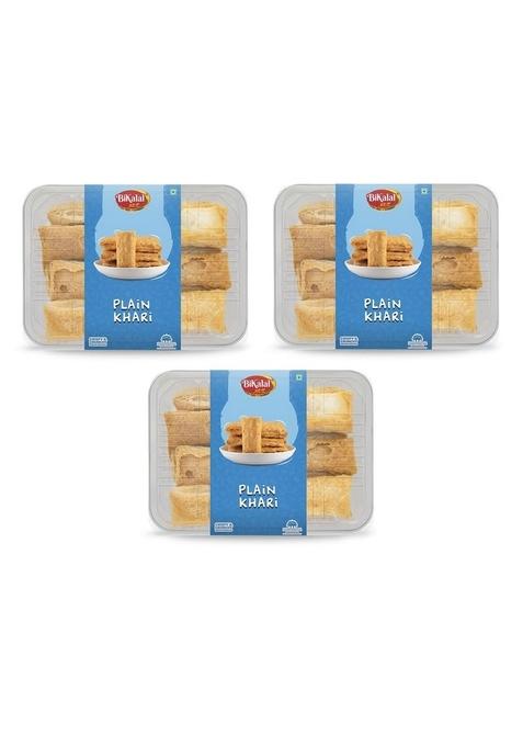 BIKALAL Plain Khari 600Gm (200Gm x 3), Triple Pack, Flaky & Buttery, Ideal for Tea Time