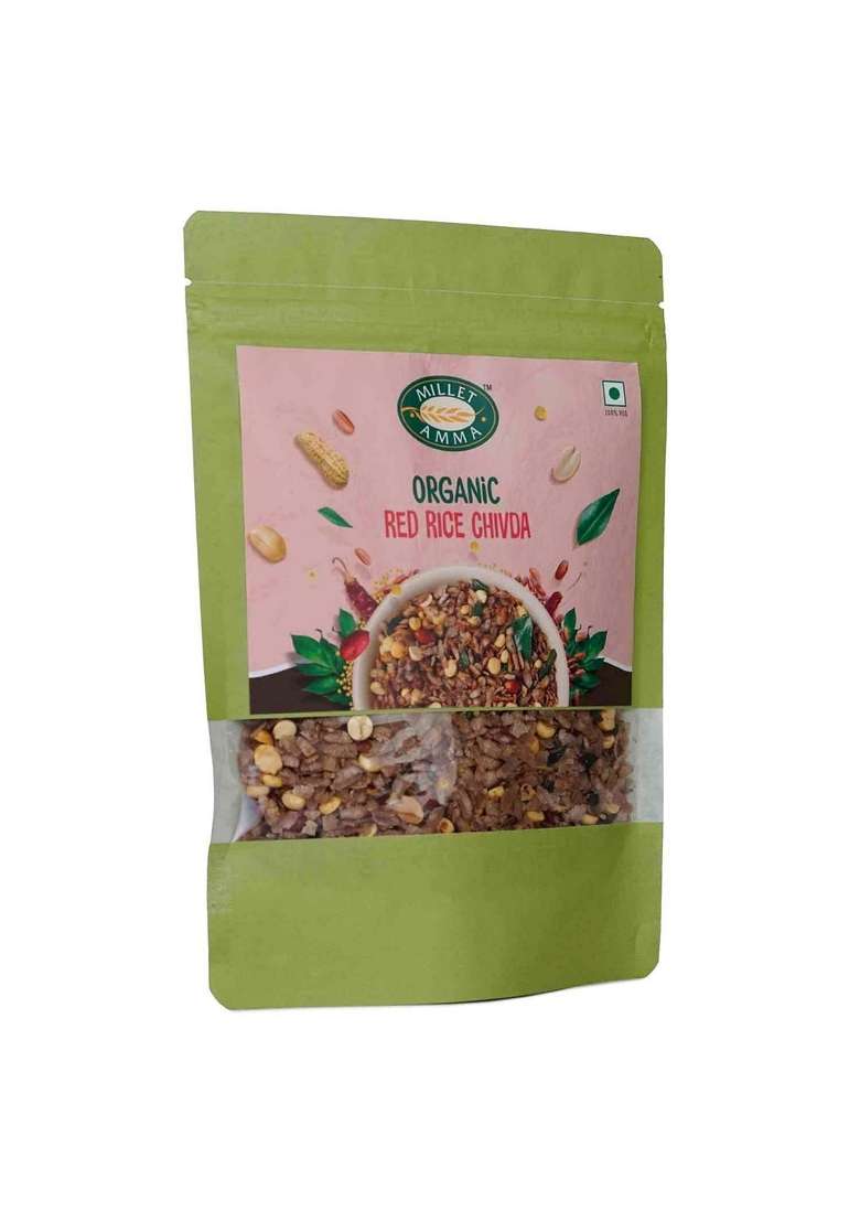 MILLET AMMA Red Rice Chivda - Pack of 1, 200g, Healthy and Organic Foods, Gluten Free, Vegan, Nutrient Rich, Living - Indya