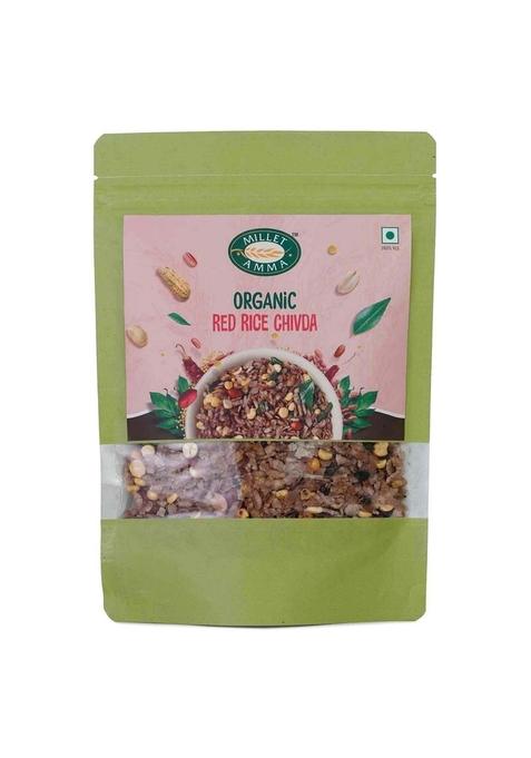 MILLET AMMA Red Rice Chivda - Pack of 1, 200g, Healthy and Organic Foods, Gluten Free, Vegan, Nutrient Rich, Living