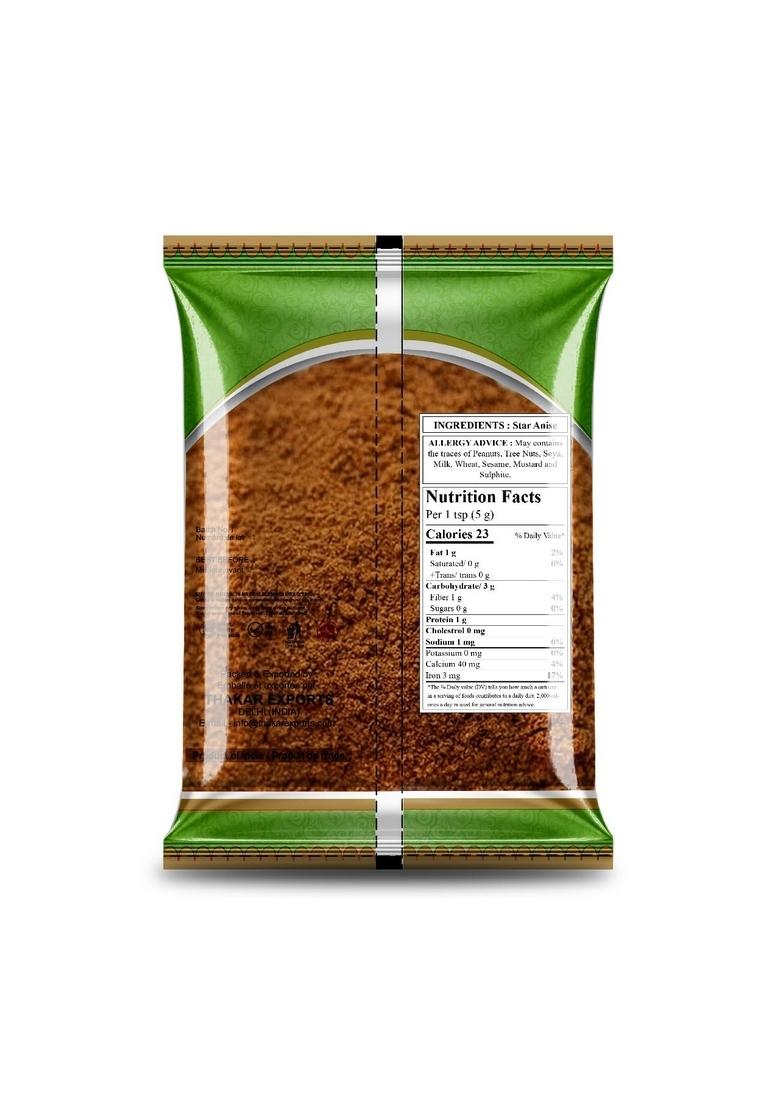 THAKAR Star Anise Chakra Phool Powder 50g | Licorice Flavour Spice Indian Biryani.Masala Masala Tea Asian Cooking Authentic Mughlai.Masala.