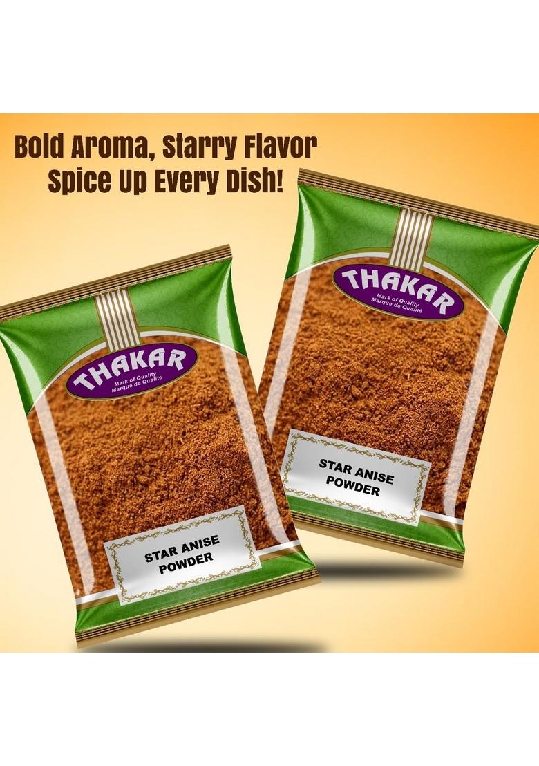 THAKAR Star Anise Chakra Phool Powder 50g | Licorice Flavour Spice Indian Biryani.Masala Masala Tea Asian Cooking Authentic Mughlai.Masala.