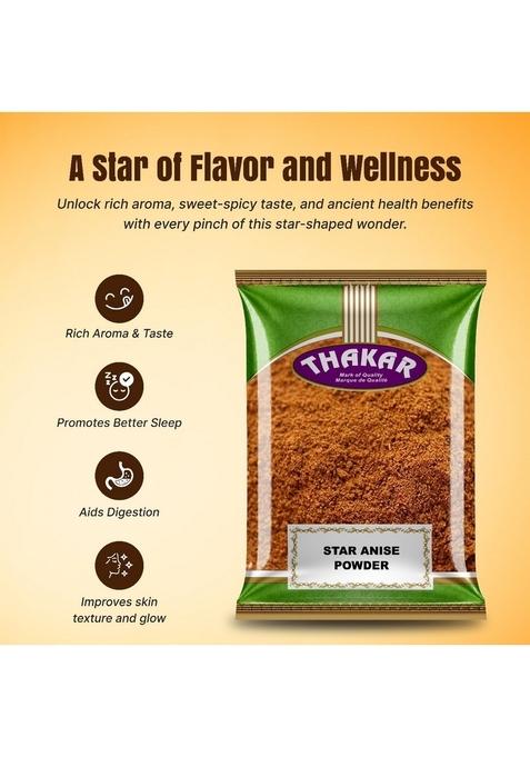 THAKAR Star Anise Chakra Phool Powder 50g | Licorice Flavour Spice Indian Biryani.Masala Masala Tea Asian Cooking Authentic Mughlai.Masala.