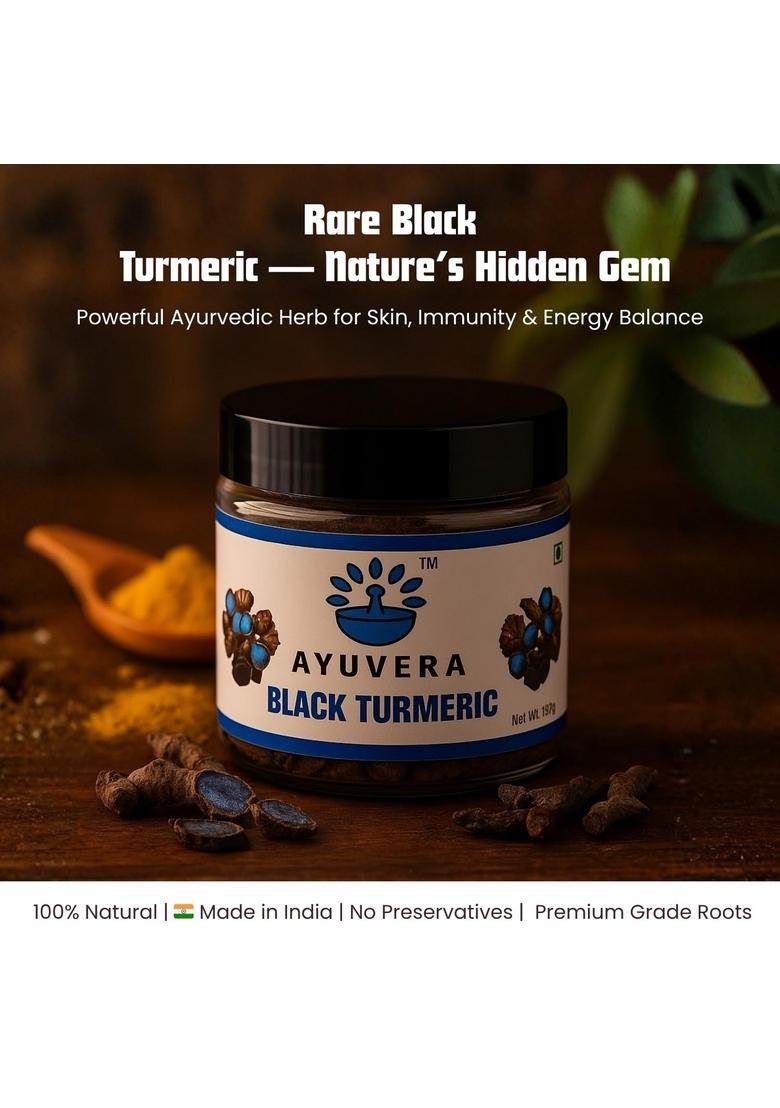 AYUVERA Black Haldi | Rare Ayurvedic Kali for Skin Healing, Anti-Inflammatory & Spiritual Cleansing Natural Herbal Remedy Turmeric Root Powder 100g