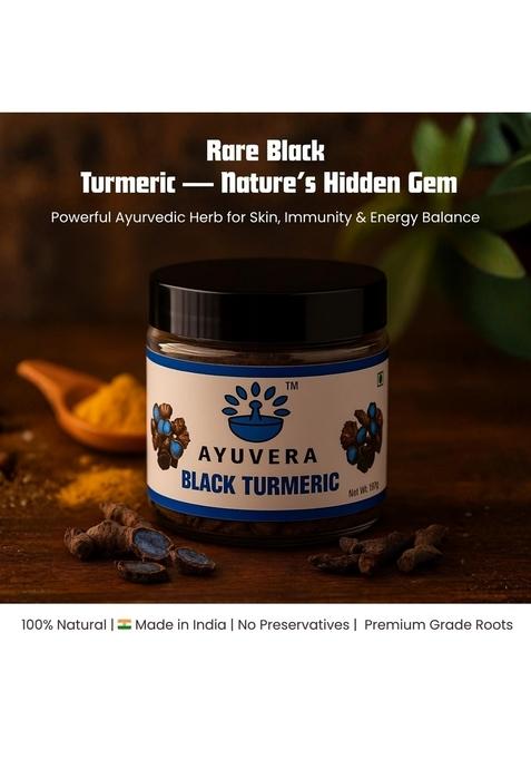 AYUVERA Black Haldi | Rare Ayurvedic Kali for Skin Healing, Anti-Inflammatory & Spiritual Cleansing Natural Herbal Remedy Turmeric Root Powder 100g