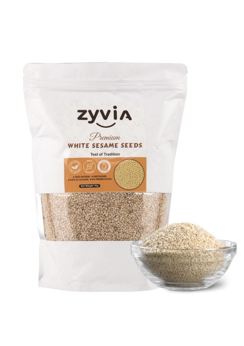 ZYVIA White Sesame Seeds 1kg | Safed Til for Eating Raw Whole Pure & Natural Organic Rich in Nutrients Indian Spices Masala