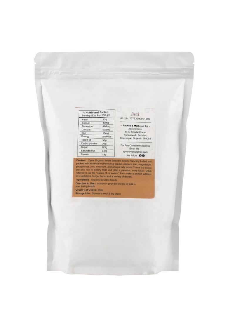 ZYVIA White Sesame Seeds 1kg | Safed Til for Eating Raw Whole Pure & Natural Organic Rich in Nutrients Indian Spices Masala