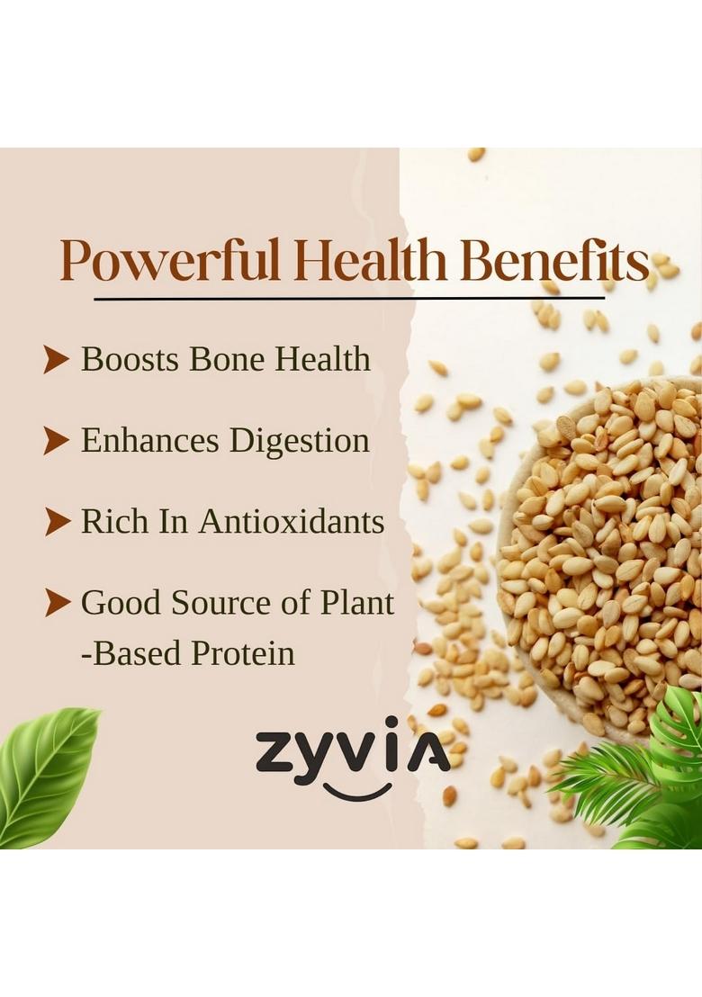 ZYVIA White Sesame Seeds 1kg | Safed Til for Eating Raw Whole Pure & Natural Organic Rich in Nutrients Indian Spices Masala