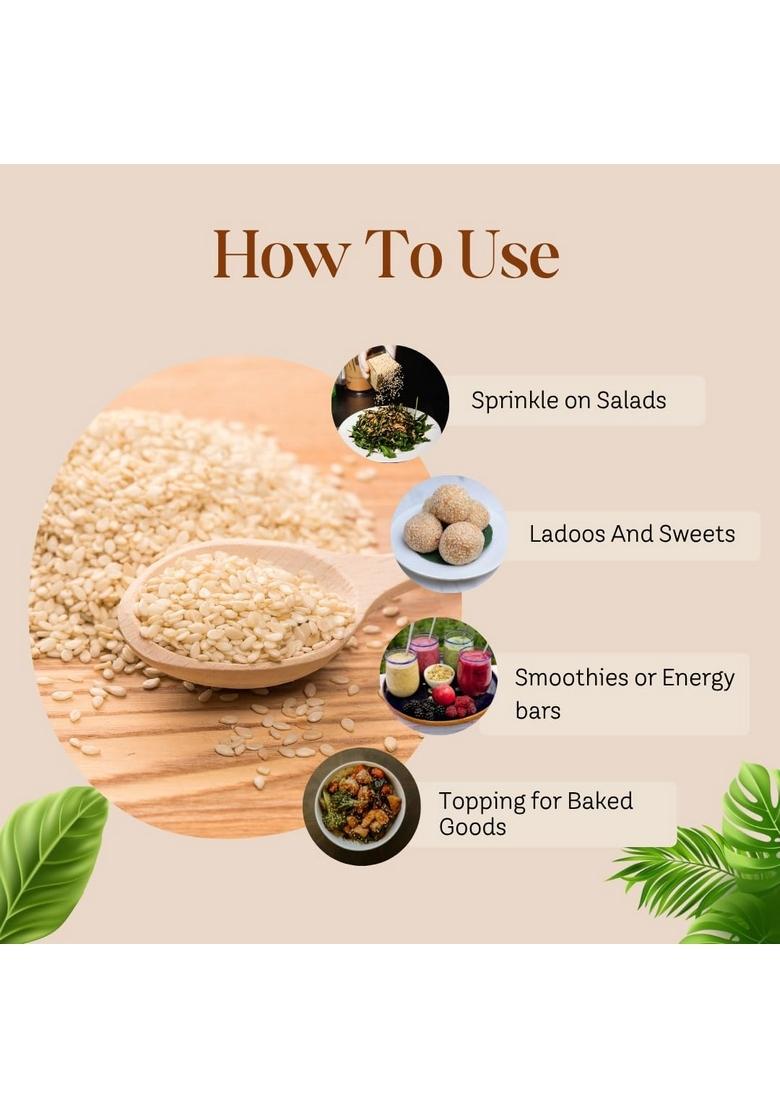 ZYVIA White Sesame Seeds 1kg | Safed Til for Eating Raw Whole Pure & Natural Organic Rich in Nutrients Indian Spices Masala