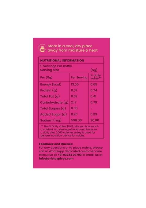 CRISTA Namkeen Nuts Seasoning | Healthy & Flavourful Snack Option Mixed Spices Blend Fresh Zero added Colours, Fillers, Additives Preservatives No Onion Garlic 50 gms