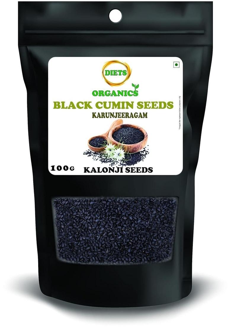 DIETS ORGANICS Black Cumin seeds -100 g, karunjeeragam, kala jeera, kalonji seeds- 100 grams