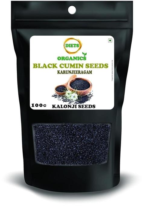 DIETS ORGANICS Black Cumin seeds -100 g, karunjeeragam, kala jeera, kalonji seeds- 100 grams
