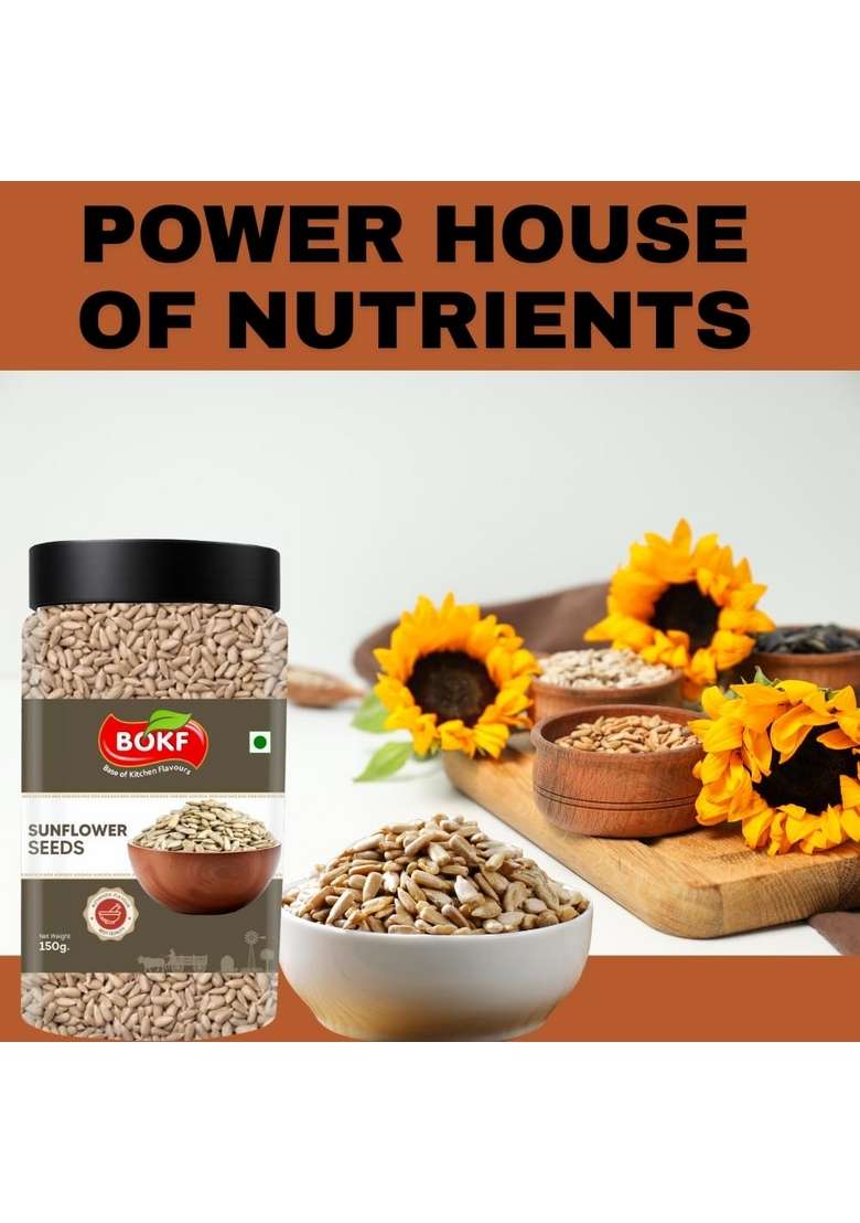 BOKF Combo Pack Sunflower, Chia, Pumpkin & Flax Seeds 150g Each | 4-in-1 Superfood Mix High in Omega-3, Protein Fiber Healthy for Weight Loss Digestion. Best Of Hiar Skin. - Indya