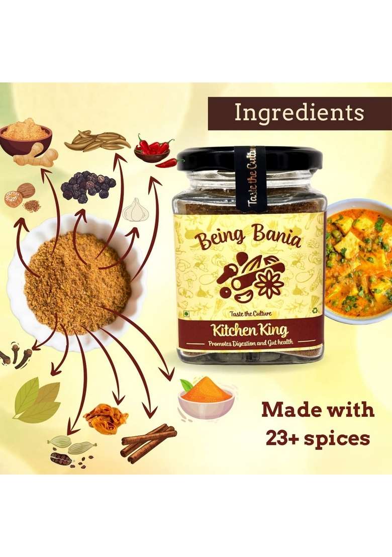Being Bania Kitchen King Masala, 100g | 100% Natural Spices Mix No garlic or onion MSG masala powder Exotic Indian - Indya