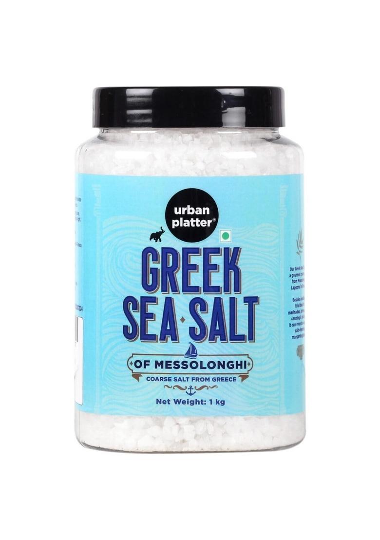 urban platter Greek Sea Salt of Messolonghi, 1Kg (Coarse Sun-dried from Greece, Pure Mediterranean for Seasoning and Finishing | Ideal to Make brine Sprinkling on breads Salads)