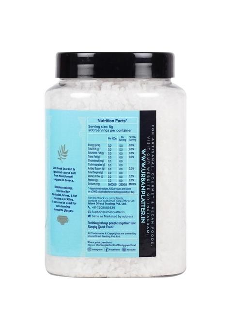 urban platter Greek Sea Salt of Messolonghi, 1Kg (Coarse Sun-dried from Greece, Pure Mediterranean for Seasoning and Finishing | Ideal to Make brine Sprinkling on breads Salads)