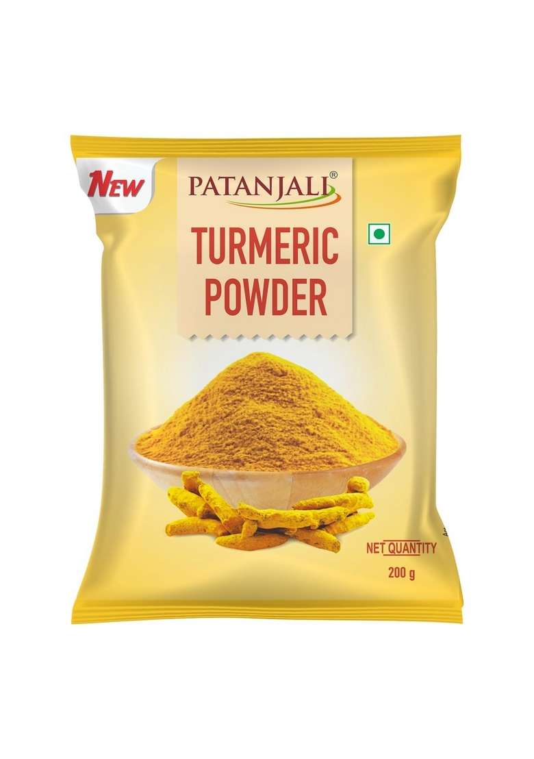 Patanjali Turmeric Powder, 200g Flavourful Indian Spice for Cooking, Enhances Taste & Color, Hand Grounded Haldi Powder - Indya