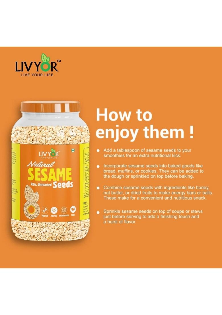 LIVYOR White Sesame Seeds for eating