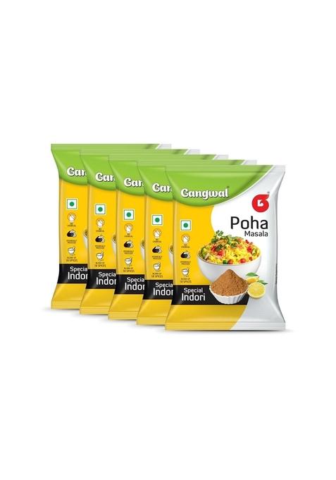 Gangwal Indori Poha Masala 100 GM Pack Of 5 | Authentic Indore Powder for Poha, Chaat & Snacks Tangy, Spicy Flavorful No Preservatives