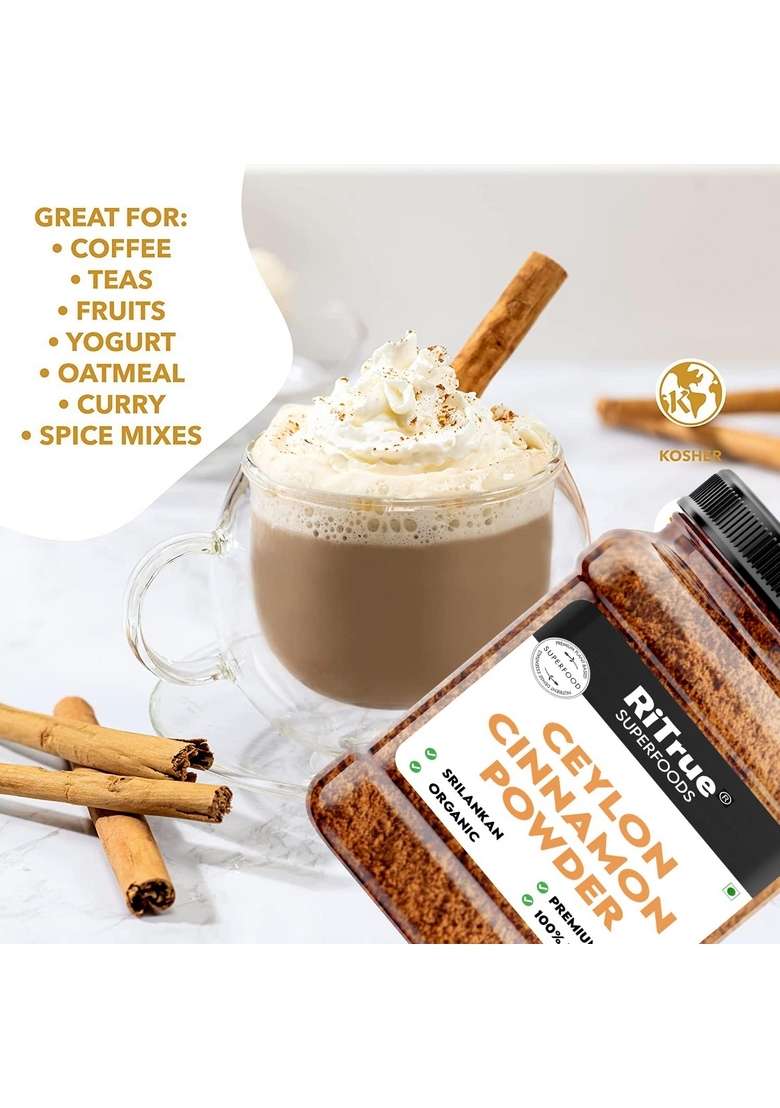 RiTrue - Ceylon Cinnamon Powder (SriLankan) 200 Gm Cooking, Tea & Baking | Finest Organic Dalchini - Indya