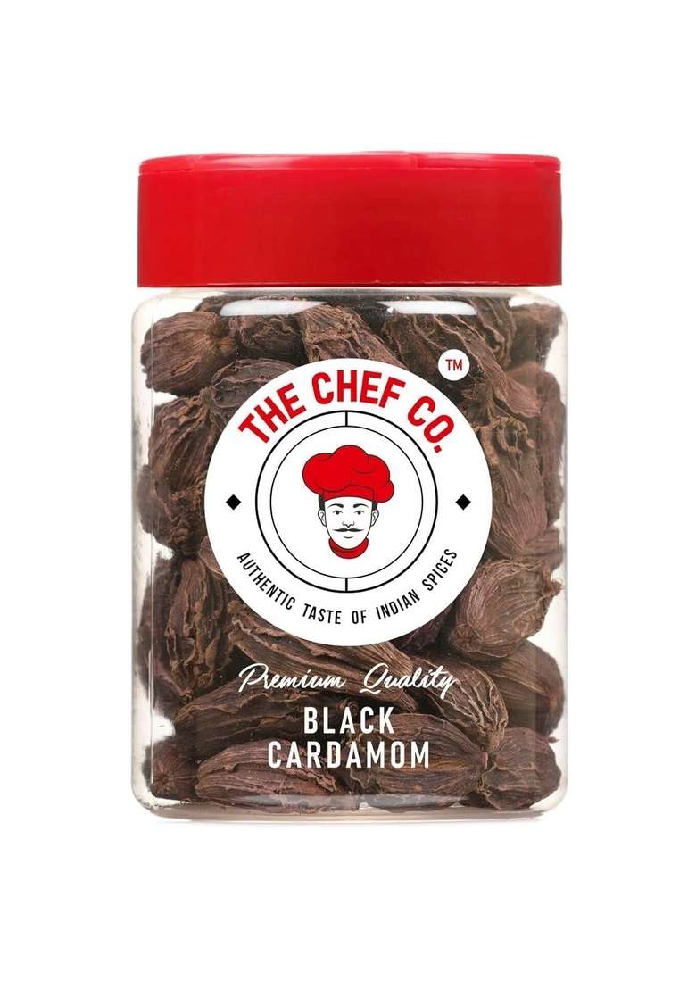 The Chef Co. Black Cardamom - 115gm (Pack of 1) | Natural Badi Kali Elaichi For Biryani, Curries and More Strong Flavour & Aroma NO Artificial Flavours Colours - Indya