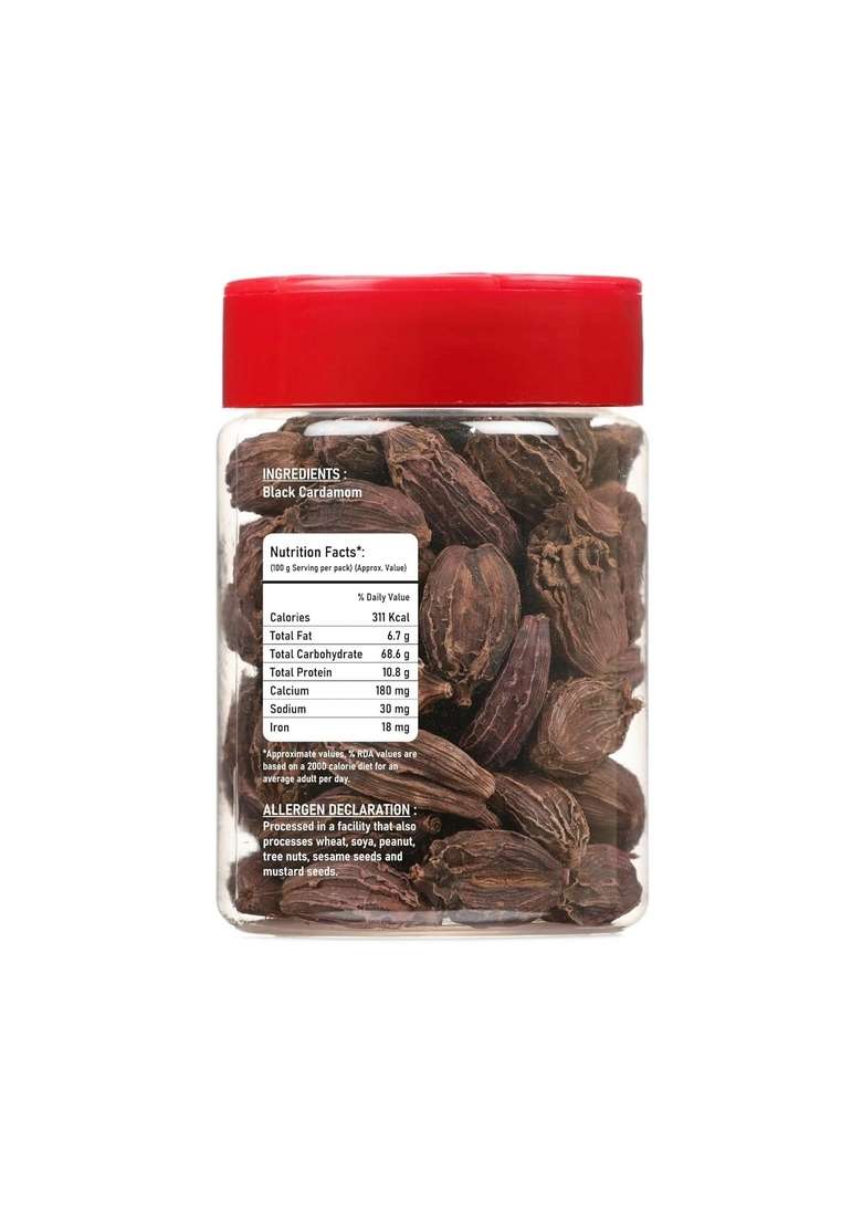 The Chef Co. Black Cardamom - 115gm (Pack of 1) | Natural Badi Kali Elaichi For Biryani, Curries and More Strong Flavour & Aroma NO Artificial Flavours Colours - Indya