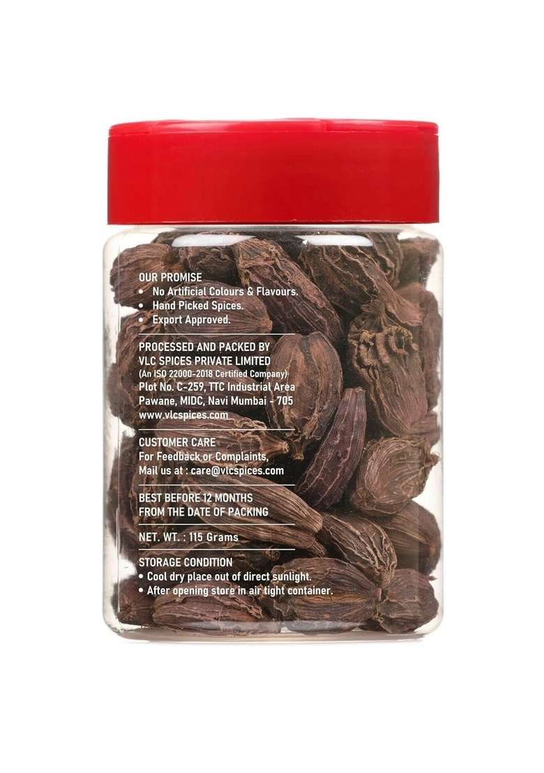 The Chef Co. Black Cardamom - 115gm (Pack of 1) | Natural Badi Kali Elaichi For Biryani, Curries and More Strong Flavour & Aroma NO Artificial Flavours Colours - Indya