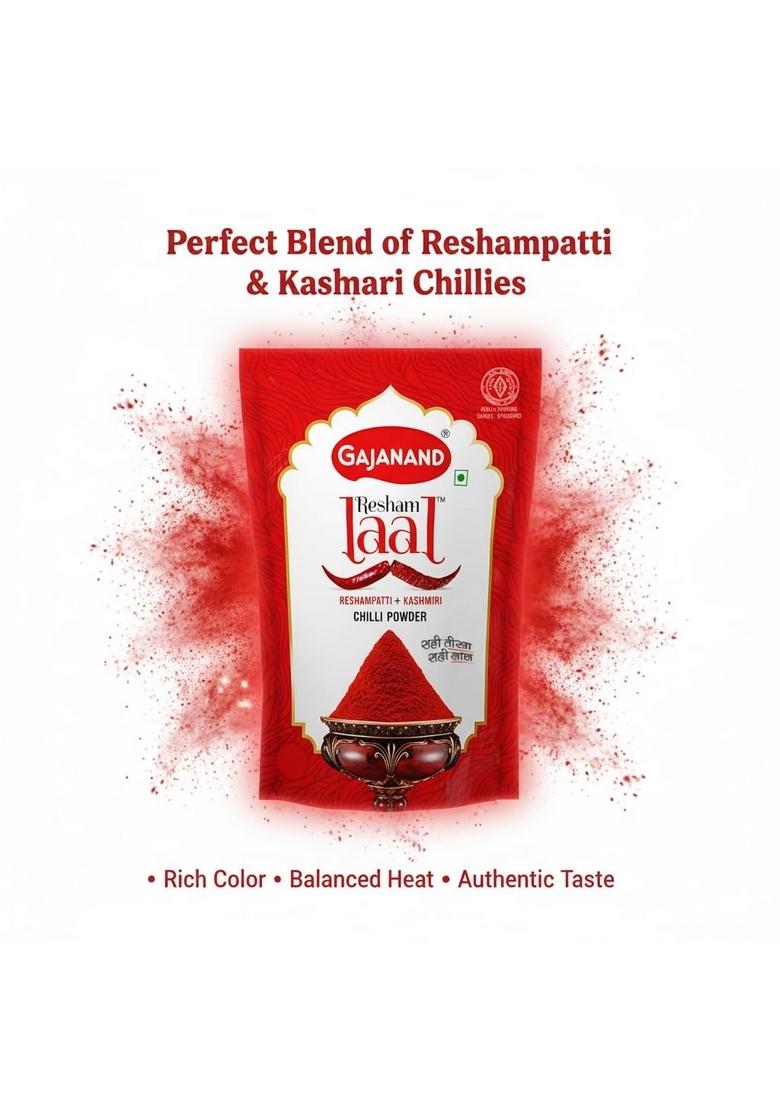 GAJANAND Reshamlaal chilli powder laal mirch masale masala dandi cut chili red chilly kashmiri reshmpatti lal mirchi spicy taste flavourful cooking spices deep colour mild (Small)