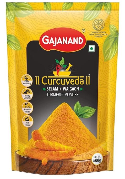 GAJANAND Curcuveda Turmeric Powder, 500gm / Powder Rich in Curcumin for Healthy Cooking, Versatile Spice a Wide Range of Dishes