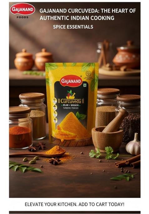 GAJANAND Curcuveda Turmeric Powder, 500gm / Powder Rich in Curcumin for Healthy Cooking, Versatile Spice a Wide Range of Dishes